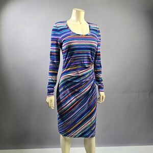 Calvin Klein Blue Black Sheath Dress Long Sleeve R14